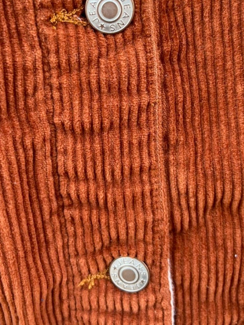 90s Colorblock Corduroy Jacket with Leopard Accent - Cream & Rust - Picture 4 of 8